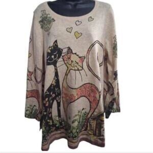 Beige Knit Top with 'Shana' Black Logo Tag